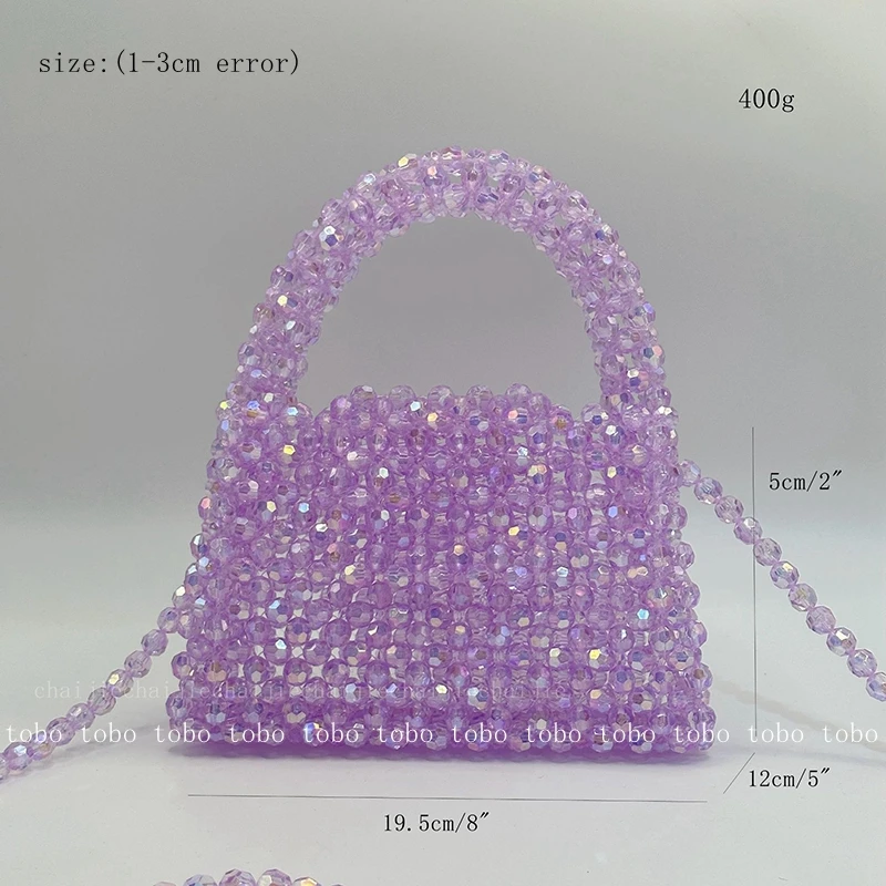 Summer Customized Fantasy Acrylic Bead Bag for Women Handwoven Cute Exquisite Luxury Shiny Handbags Crossbody Bling Bags