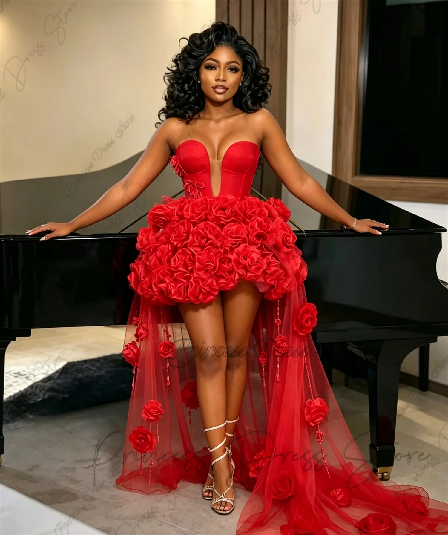 Elegant A-line Short Skirt Prom Dress Deep Pleated Cocktail Dress V Off The ShoulderAfrican Black Girl Party Gown Customized