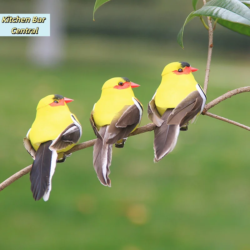 【1PC Artificial Oriole Bird Decoration Craft Ornament Simulation Little Bird Outdoor Garden Decoration】