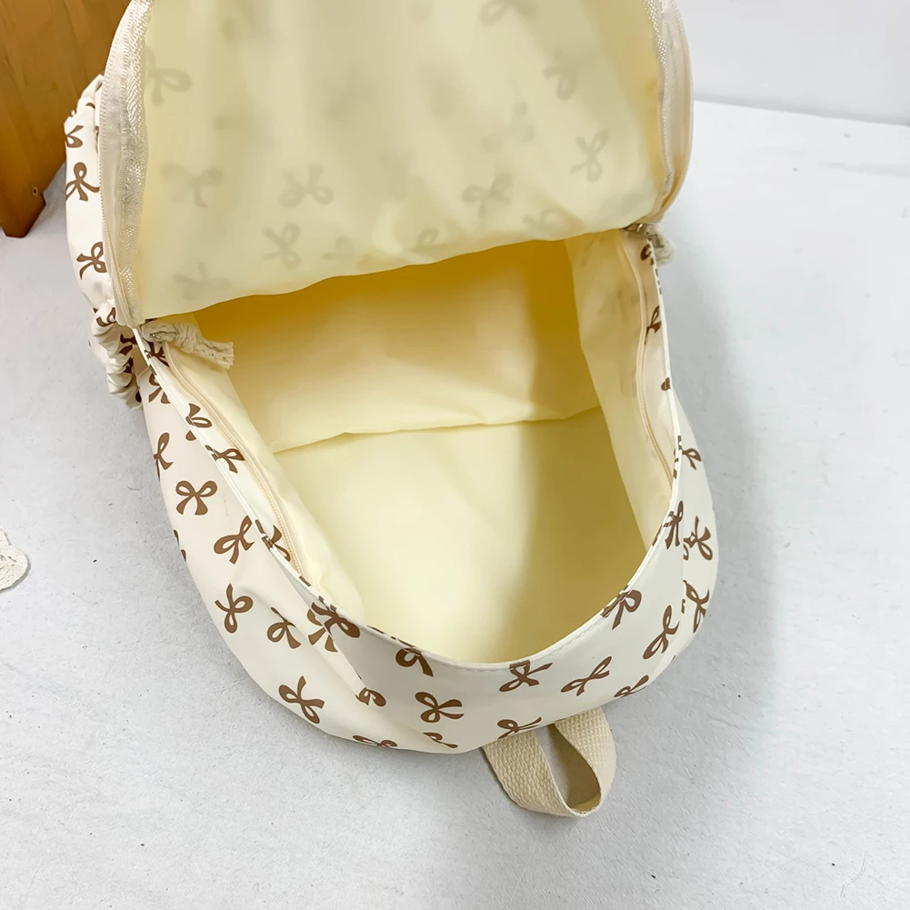 

Nylon Schoolbag Bow Printed for Girls Women Student Backpack Adjustable Strap Bookbag Cute Knapsack Rucksack