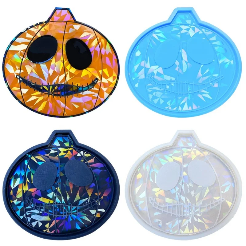Moules en silicone de sous-verre de Aliments de bouche de couture de laser holographique, moule de résine de pendentif, décoration faite à la main de bijoux de bricolage, cadeau d'Halloween
