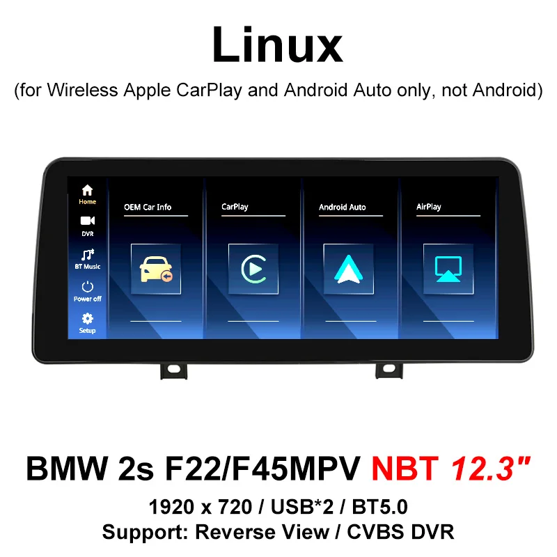 

12.3 inch For BMW 2s F45 NBT Newest 1920 Linux Wireless CarPlay Screen Support Android Auto Hicar USB Bluetooth