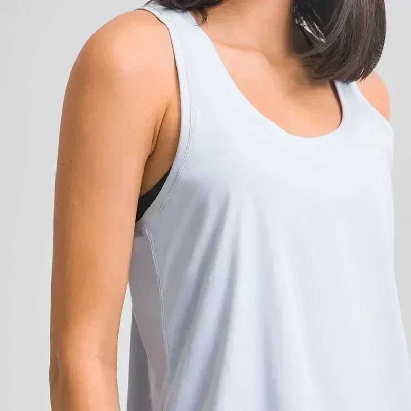 Camisola de alças de ioga esportiva solta de limão para mulheres, força elástica, secagem rápida, exercício em corrida, camisas sem mangas, colete fitness verão, blusa