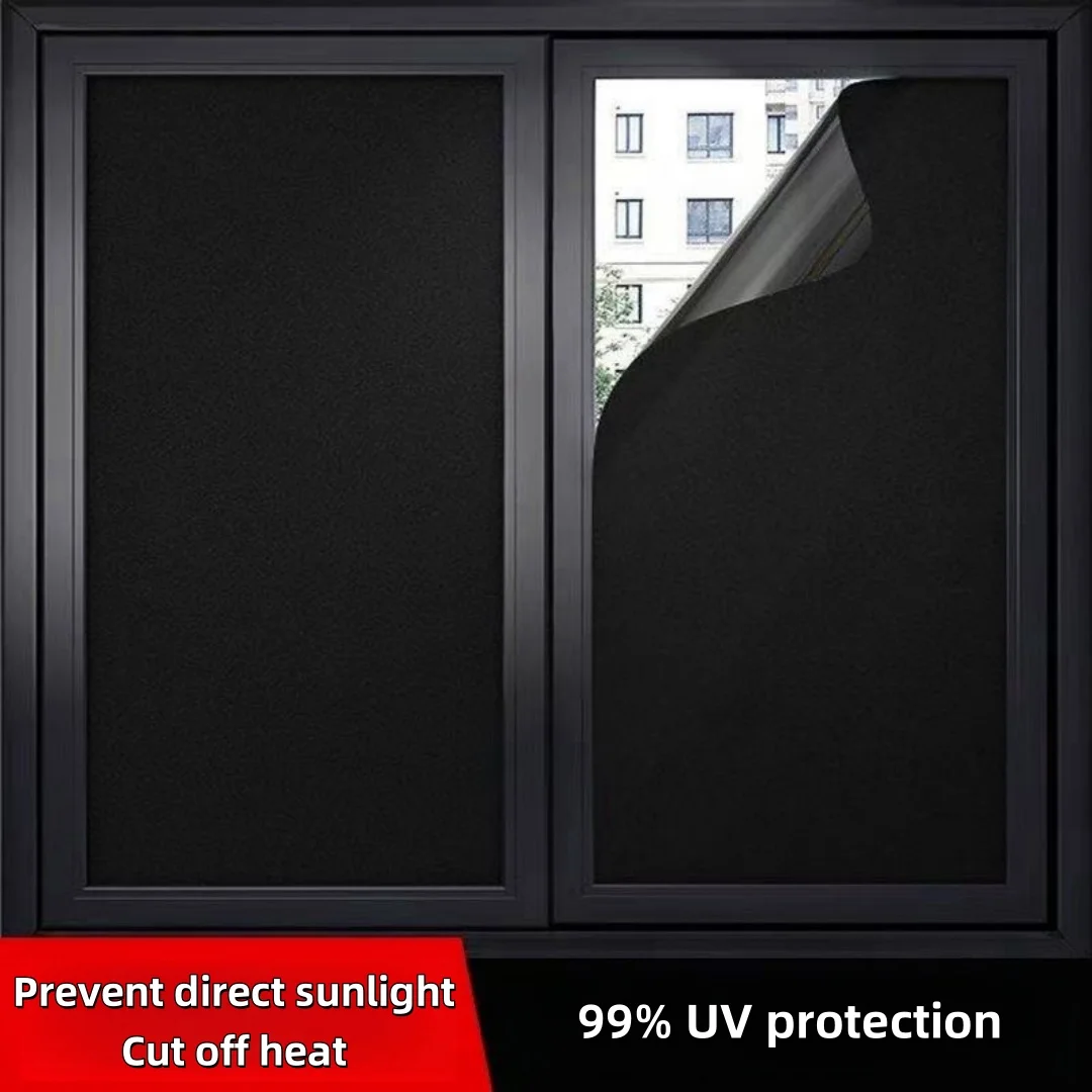 Schwarze, blickdichte, selbstklebende Fensterfolie, vollständig verdunkelnd, 100% geeignet für Büro- und Heimglas.