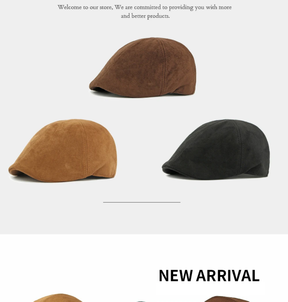 HT5028 Berets für Männer Frauen Künstler Maler Achteckige Baskenmütze Hut Einstellbare Ivy Flache Kappe Männlich Weiblich Herbst Winter Wildleder Baskenmütze Kappe – Detail 2