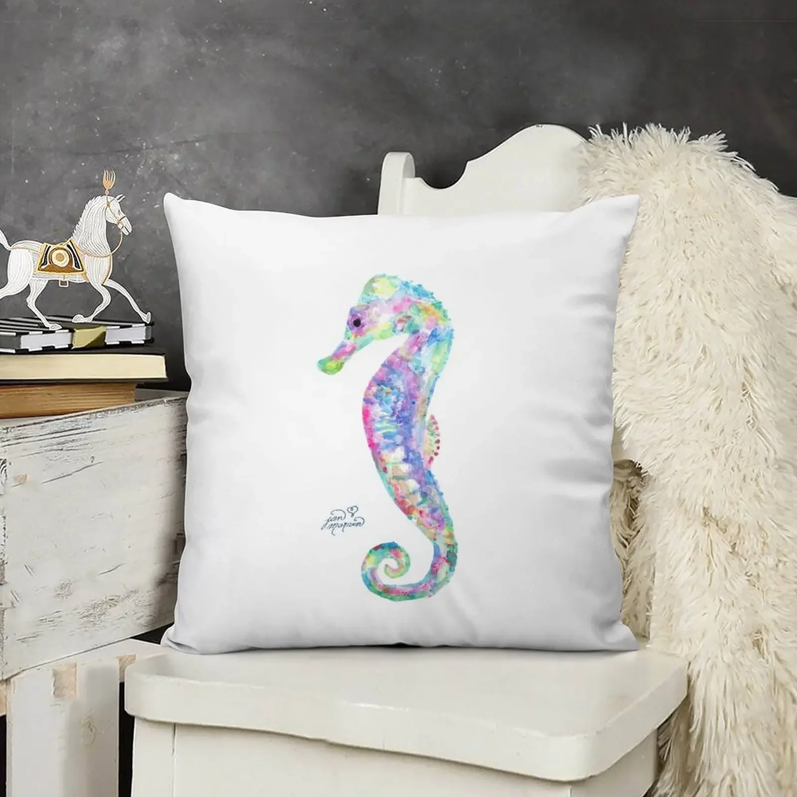 

Seahorse watercolor Throw Pillow Room decorating items christmas decorations for home 2025 pillow