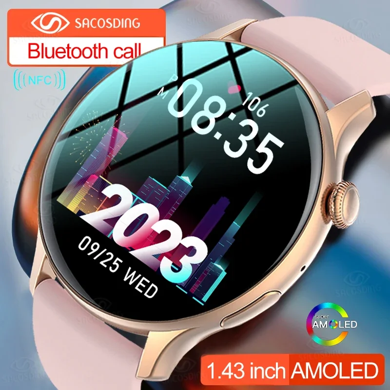 

AMOLED Smart Watch Women Always on Display Clock Bluetooth Call Voice Control IP68 Waterproof Fitness Bracelet Smartwatch Women