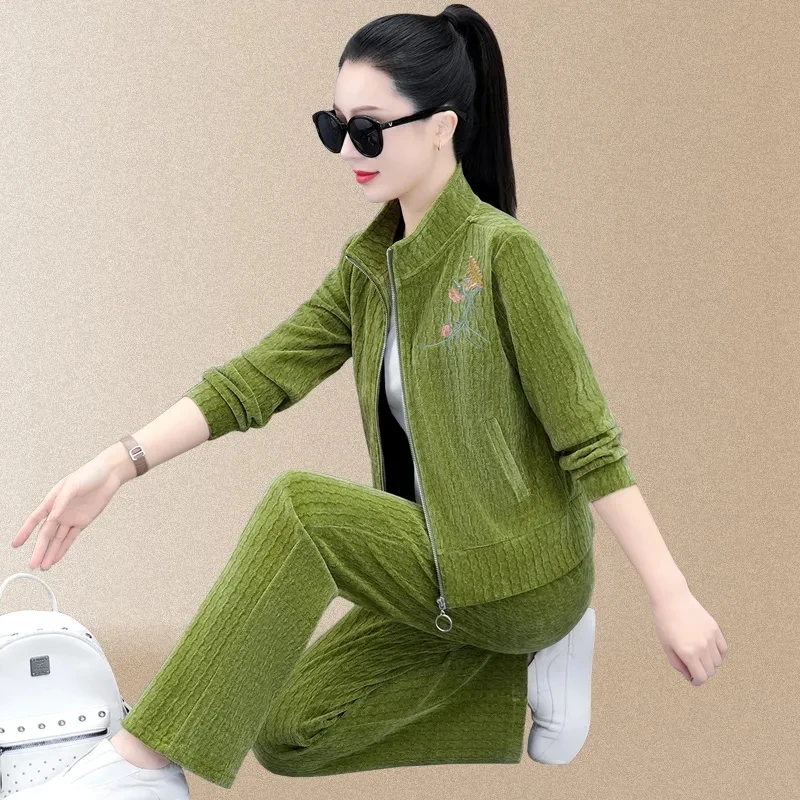 

Casual Sportswear Set For Women's Spring Autumn 2023 New Loose Middle-aged Mother's Sportswear Two-piece Set Female Pants Suit