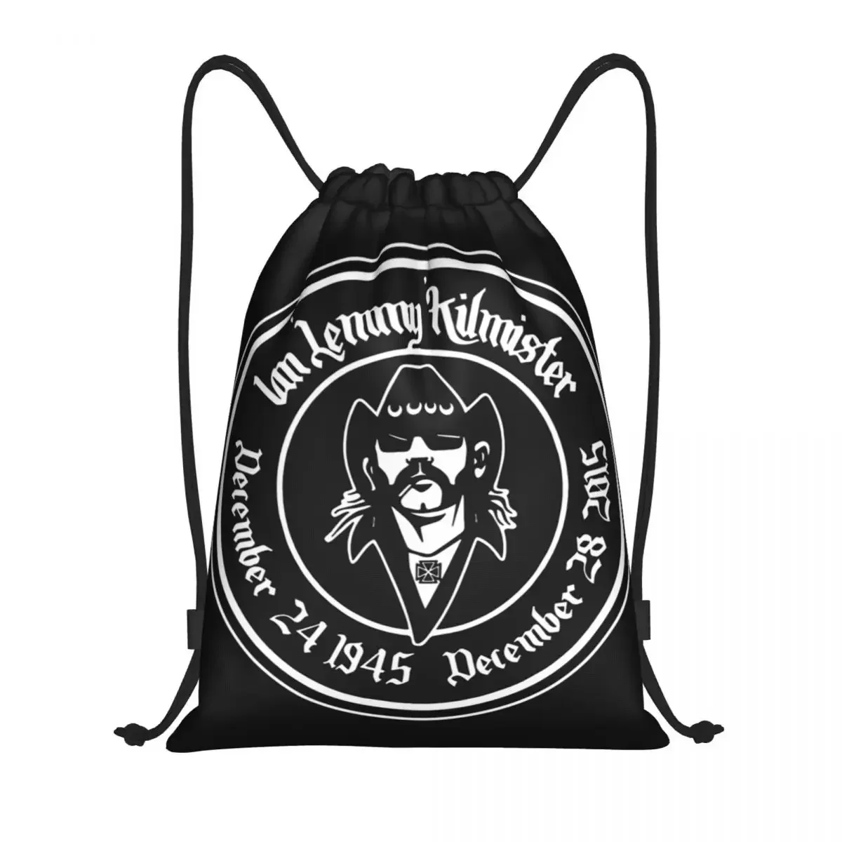 British music producer and actor Lemmys drawstring backpack women men sport bag rucksack shopping bag port
