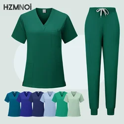 Top Sell Hospital Uniform Casual Medical Scrubs for Women Butterfly Knot Embroidery SPA Short Sleeve Nursing Scrub Uniforms Sets