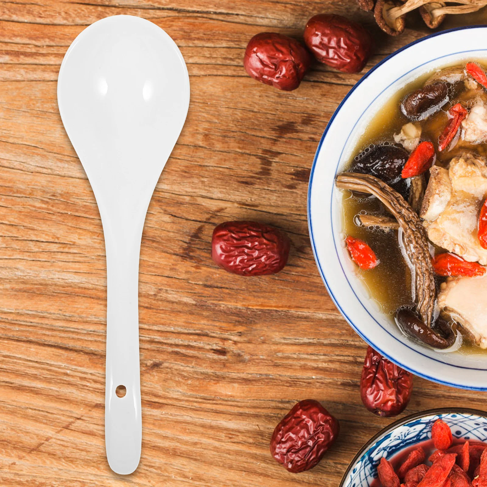 

3Pcs Ceramic Soup Spoons Porcelain Ramen Spoons for Soup Dumplings Noodles Kitchen Essentials Spoon Dinner Spoon