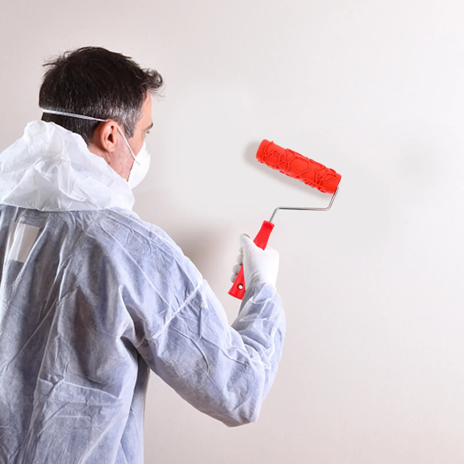 Textured Paint Roller with Ergonomic Handle – Reusable Wall, Floor & Cabinet Decoration Tool