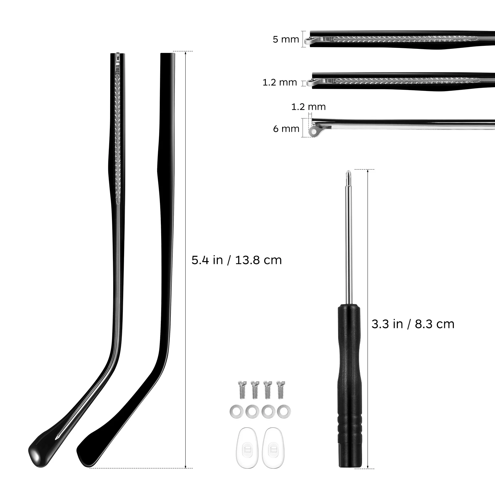 

Metal Arm Replacement Durable Temple Accessories for Eyeglasses Sunglasses Reading Glasses Myopia Glasses Universal Fit