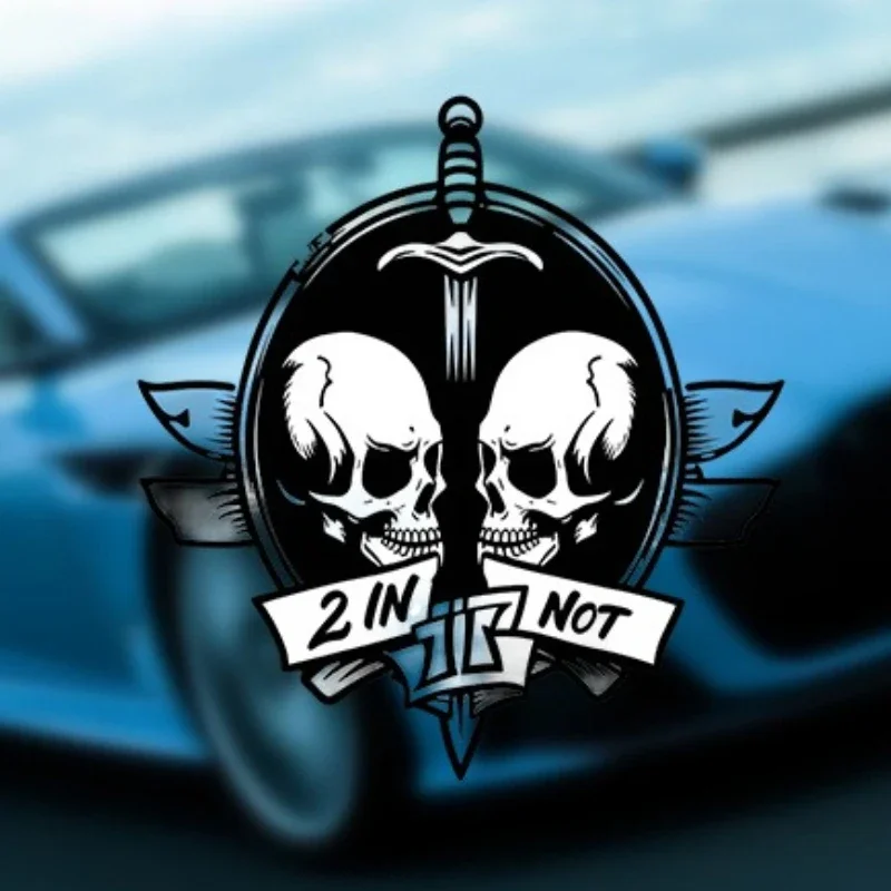 1 قطعة اثنين من الجماجم والسيف شعار الزخرفية ذاتية اللصق (14 سنتيمتر) للهاتف المحمول في السيارة خلق التخصيص