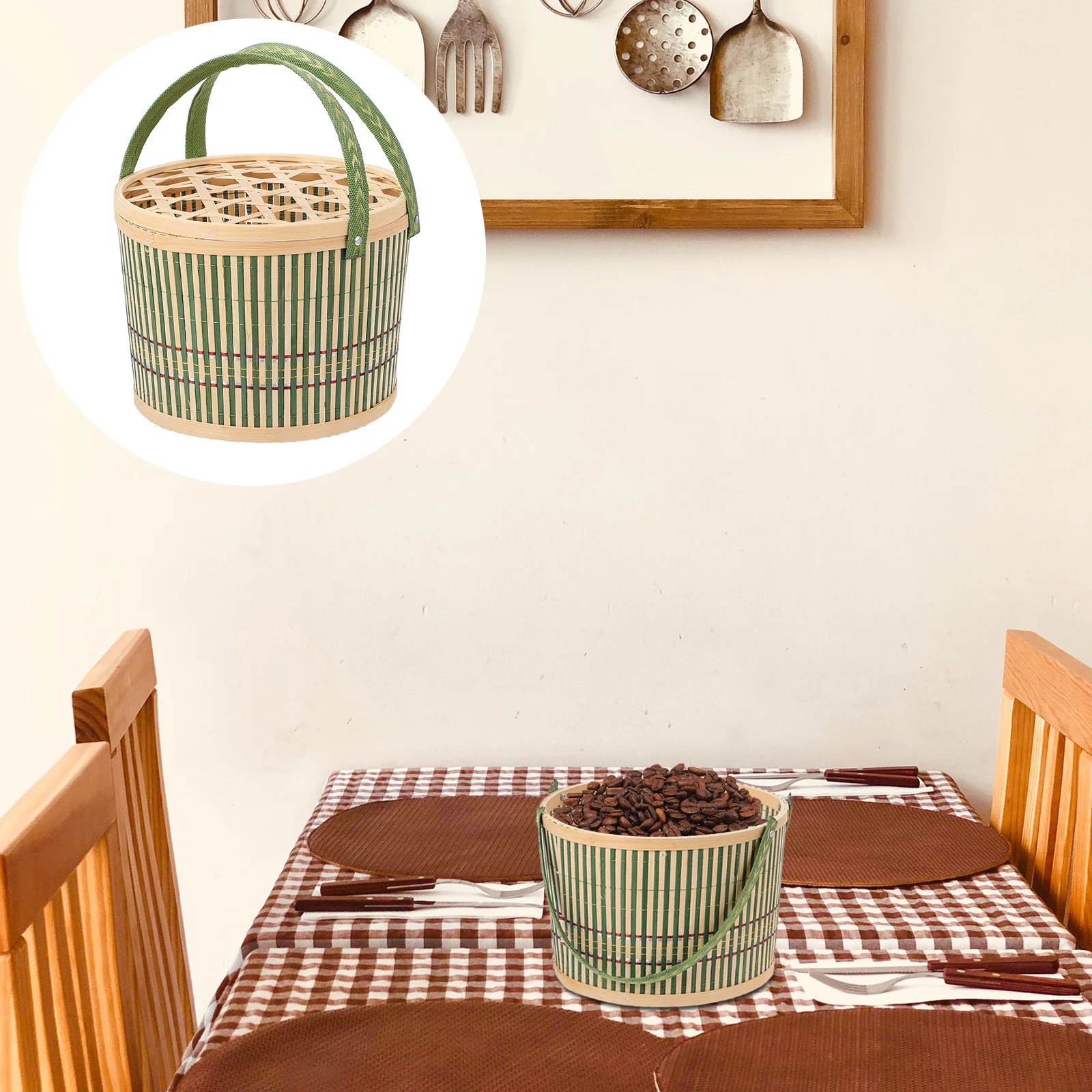 

1Pcs Eco Friendly Bamboo Egg Basket Handcrafted Storage for Bread Eggs Fruits Kitchen Sundry Organizing Decorative Farmhouse