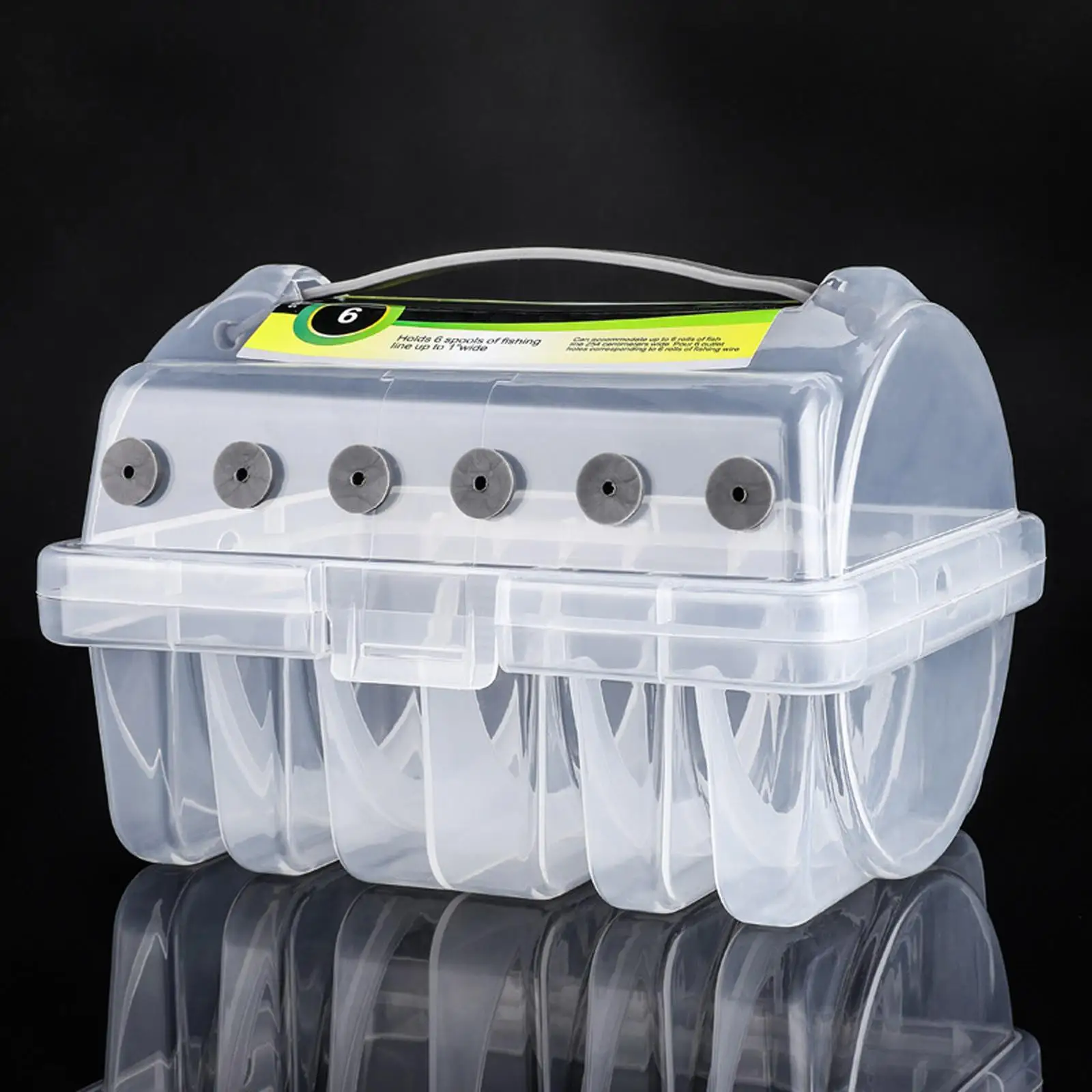 

Fishing Line Storage Case 6 Compartments Silicone Holes Spool Line Easy to Use Sturdy Lines Winder Fishing Line Case Visibility