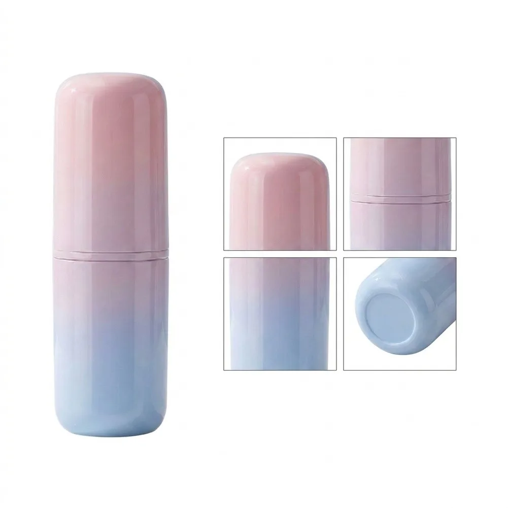 Portable Toothbrush Holder Case with Rounded Design Easy Hand 6.7x6.7x20.5cm Gradient Color Options for All Users