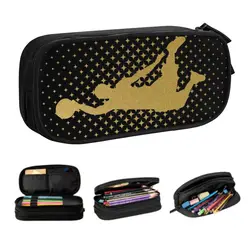 Trousse à crayons personnalisée de joueur de basket-ball doré pour fille et garçon, sac de grande capacité, amoureux du sport, poudre, étudiant, papeterie, mignon