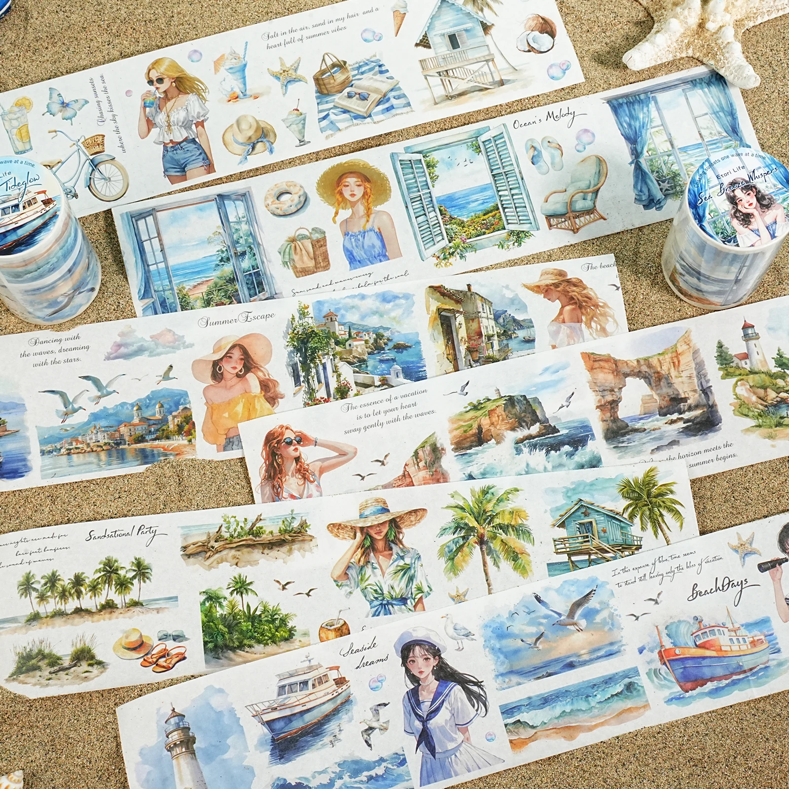 Bande Washi 6x200cm, bandes de masquage décoratives créatives pour paysage de fleurs, pour bricolage, Journal, Scrapbooking, papeterie esthétique, autocollants