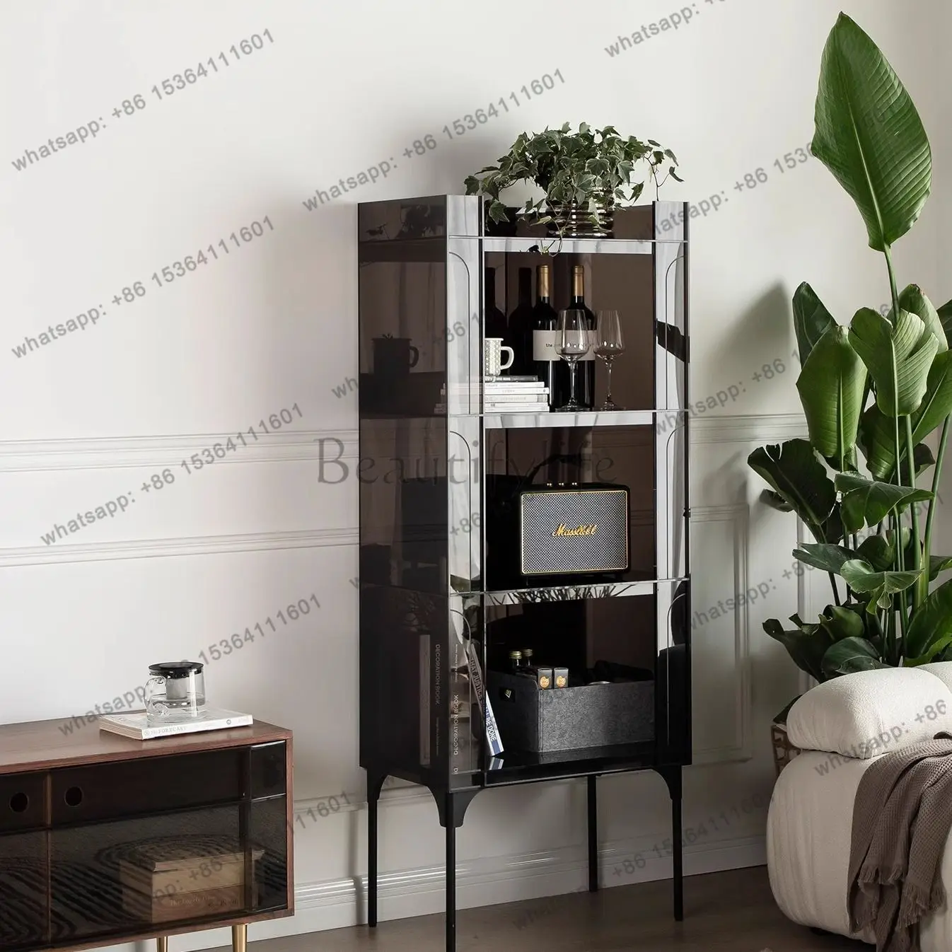

Легкая роскошная акриловая полка для вина в гостиную, стеллаж для хранения и демонстрации, современная простота и элегантность.
