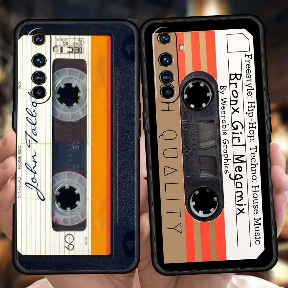 Mixtape Vintage Magnetic Tape Cassette Audio Phone Case Cover for Oppo A12 A15 A16 A74 A76 A54 Reno 6 7 Find X5 Pro A9 TPU Shell