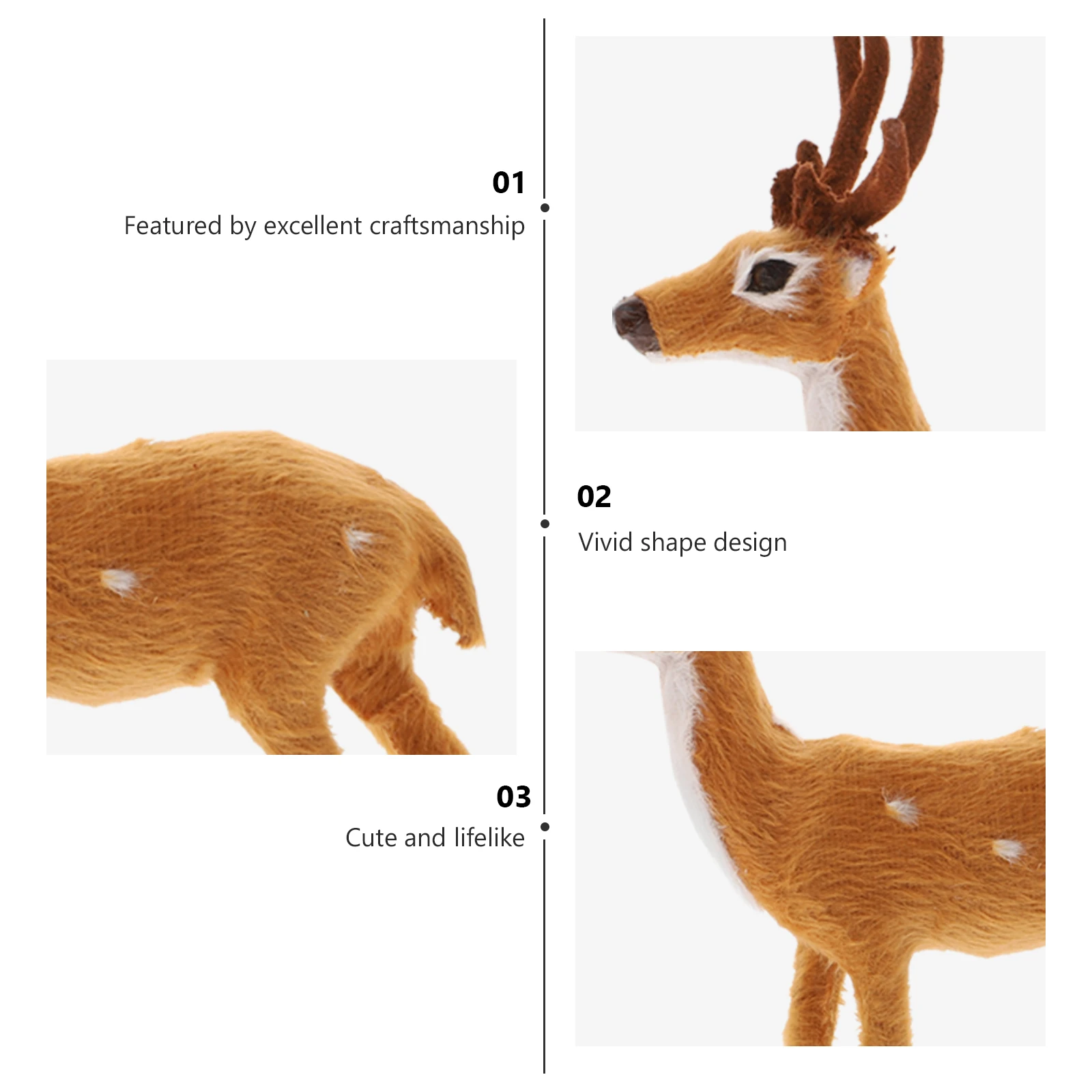 

3pcs Vivid For Xmas Party Realistic Ornament Home Office Desktop Xmas Deer Ornament Decor Christmas Elk Lifelike Deer