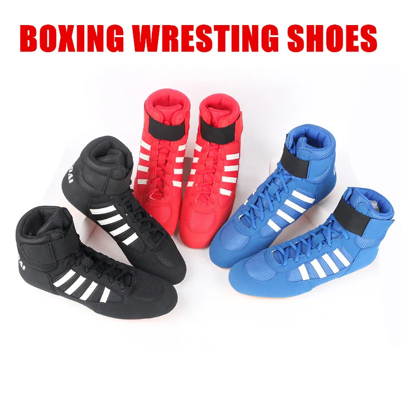 Professional Wrestling Shoes Boxing Shoes Men Women Training Shoes Tendon Bottom Artificial Leather Sports Shoes Breathable Soft