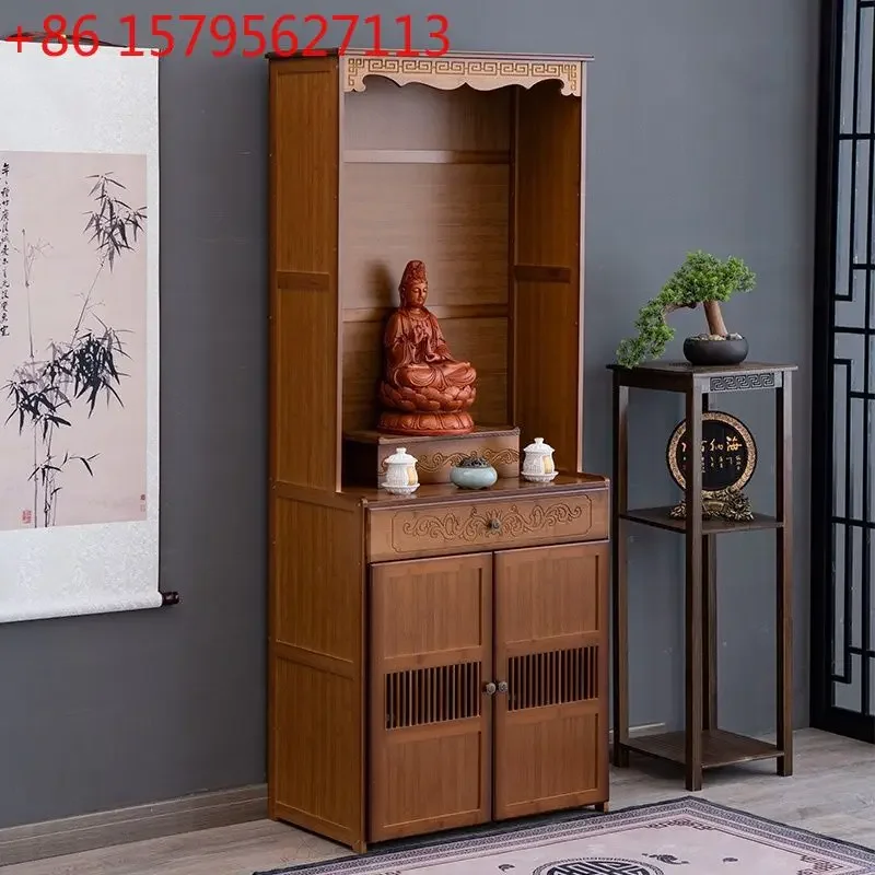 Buddhist shrine stand cabinet Nanzhu household shrine Guanyin Buddha statue God of Wealth offering table incense case