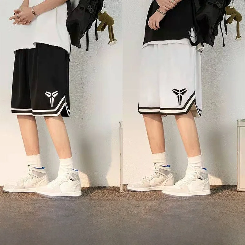 

Ice Silk Baskeall orts Men's Summer Casual Pants Five-Quarter Length Versatile Spor Teenage Boys' Loose Fit Straight Leg