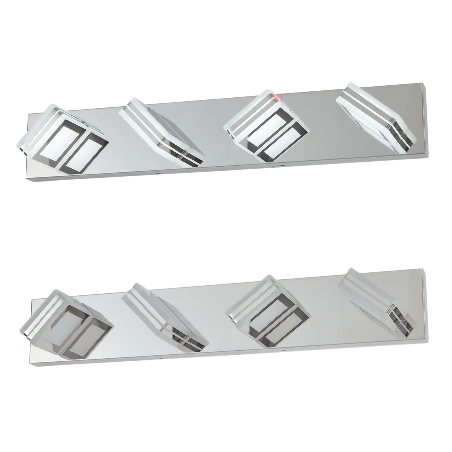 LED Modern Chrome Stainless Steel Vanity Lights, 4-Lights Acrylic Bathroom Vanity Light