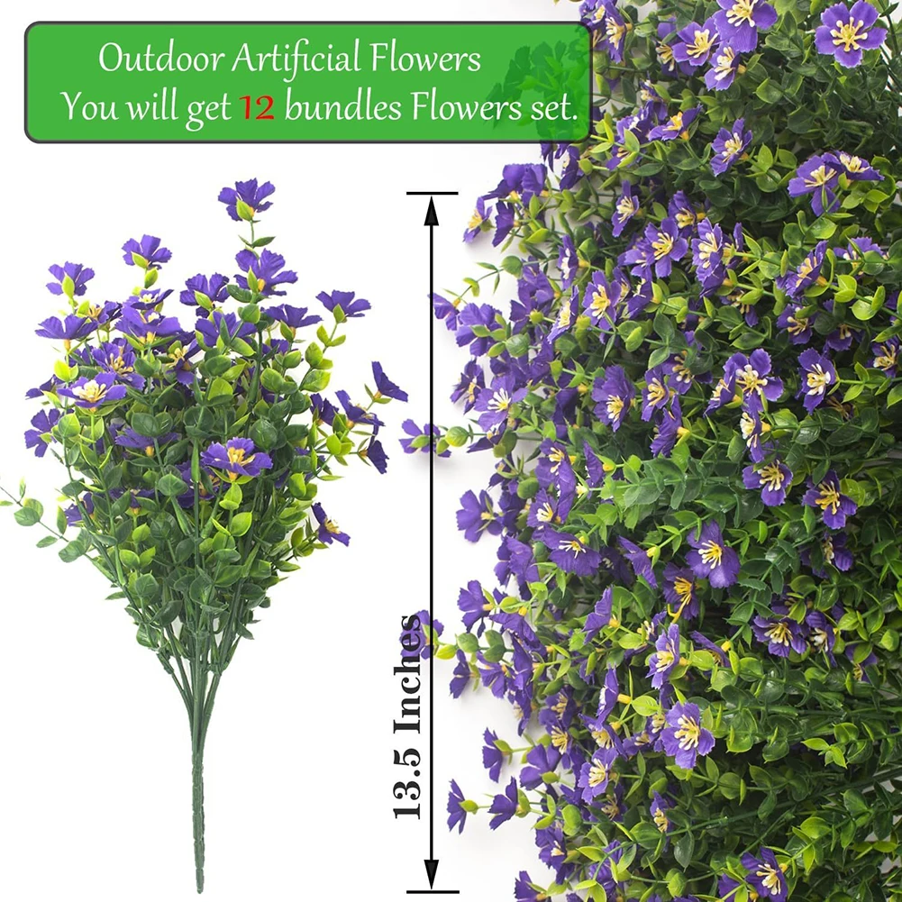 12 Stem Realistic Artificial Flowers for Outdoor Use in Patio Table Centerpieces Garden Borders and Porch Pots