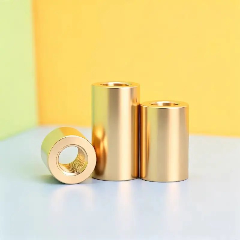 1/4-20 UNC Thread Brass Coupling Nut Long Extension Round Connecting Sleeve Copper Tubular Joint Connector Fastener Nut