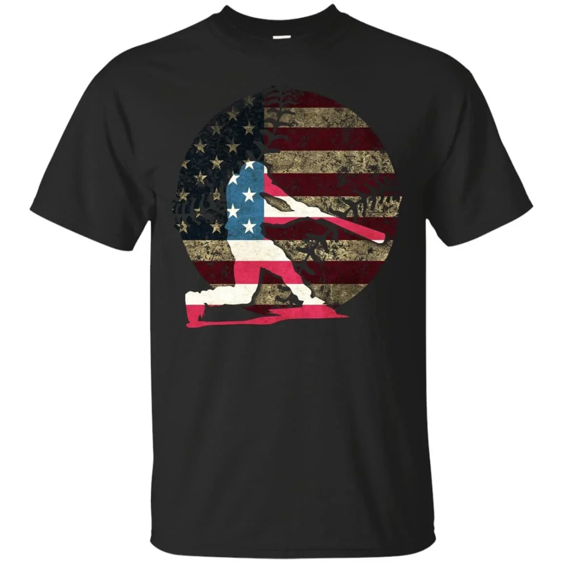 Vintage America Flag Hitter Baseball T-Shirt 100% Cotton O-Neck Summer Short Sleeve Casual Mens T-shirt Size S-3XL