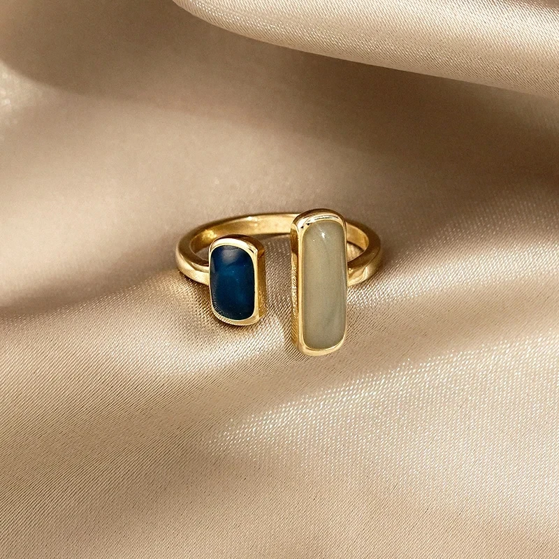 Women's Adjustable Colorful Drip Glaze Ring, Retro Style