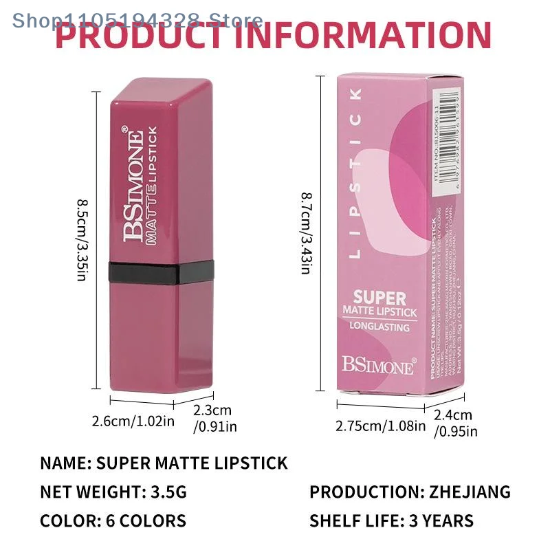 [HB]BSIMONE 3.5g Multi-Color Moisturizing Niche Non-Stick Cup Not Easy To Fade Long-Lasting Color Lipstick Matte Lip Gloss