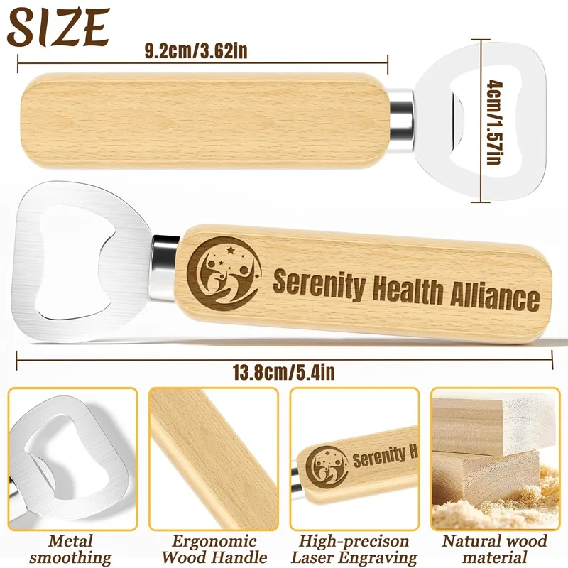 فتاحة زجاجات خشبية مخصصة فتاحة زجاجات بيرة شخصية محفورة بشعار/نص لحفلات الزفاف وحفلات البكالوريوس #3