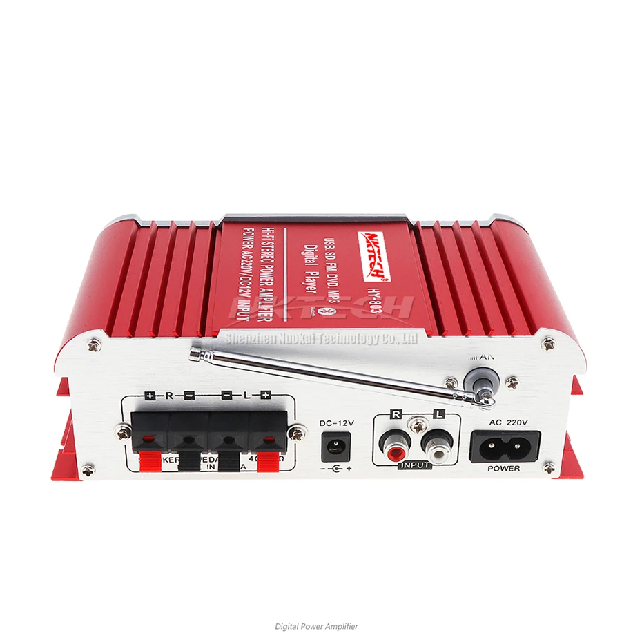 NKTECH HY-803 Amplifier Bluetooth Car Power Digital Audio Player 2x 41W Hi-Fi Stereo BASS USB SD MP3 DVD FM DSP DC12V 220-240V