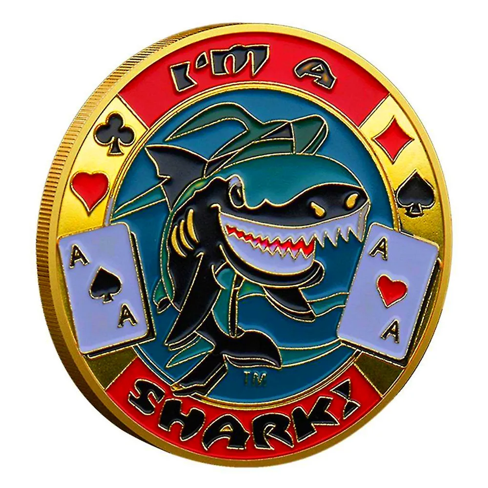I'm A Shark Poker Card Guard Hand Protector Casino Chip Gold Challenge Coin