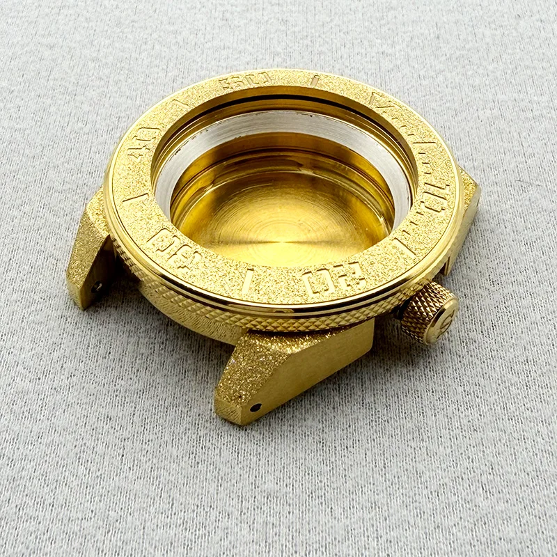 Gold Grit Nail Sand Effect 45mm Mod SRPF Samurai Series Watch Case Fits NH35 4R 7S Movement 20ATM Waterproof Watch Cases Custom