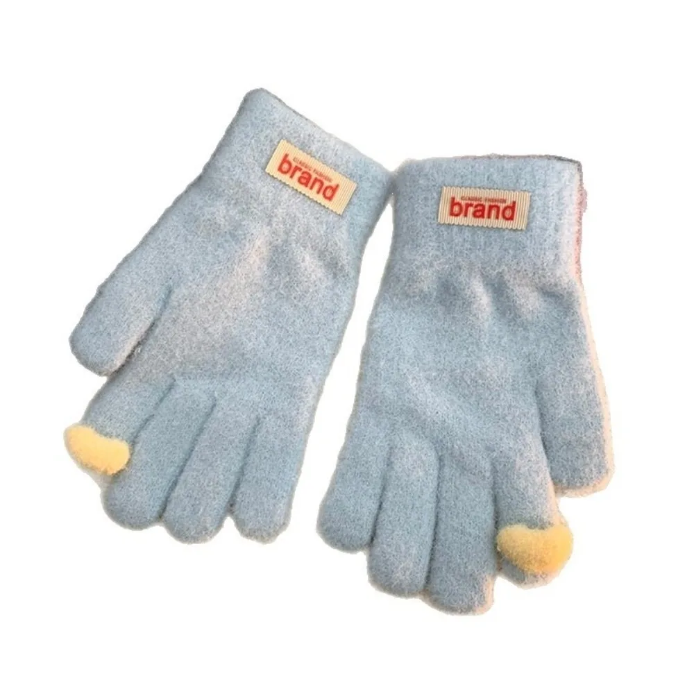 Soft Exposed Finger Touch Screen Gloves Polyester One Size Winter Cold Proof Gloves Knitted Gloves Cold Weather