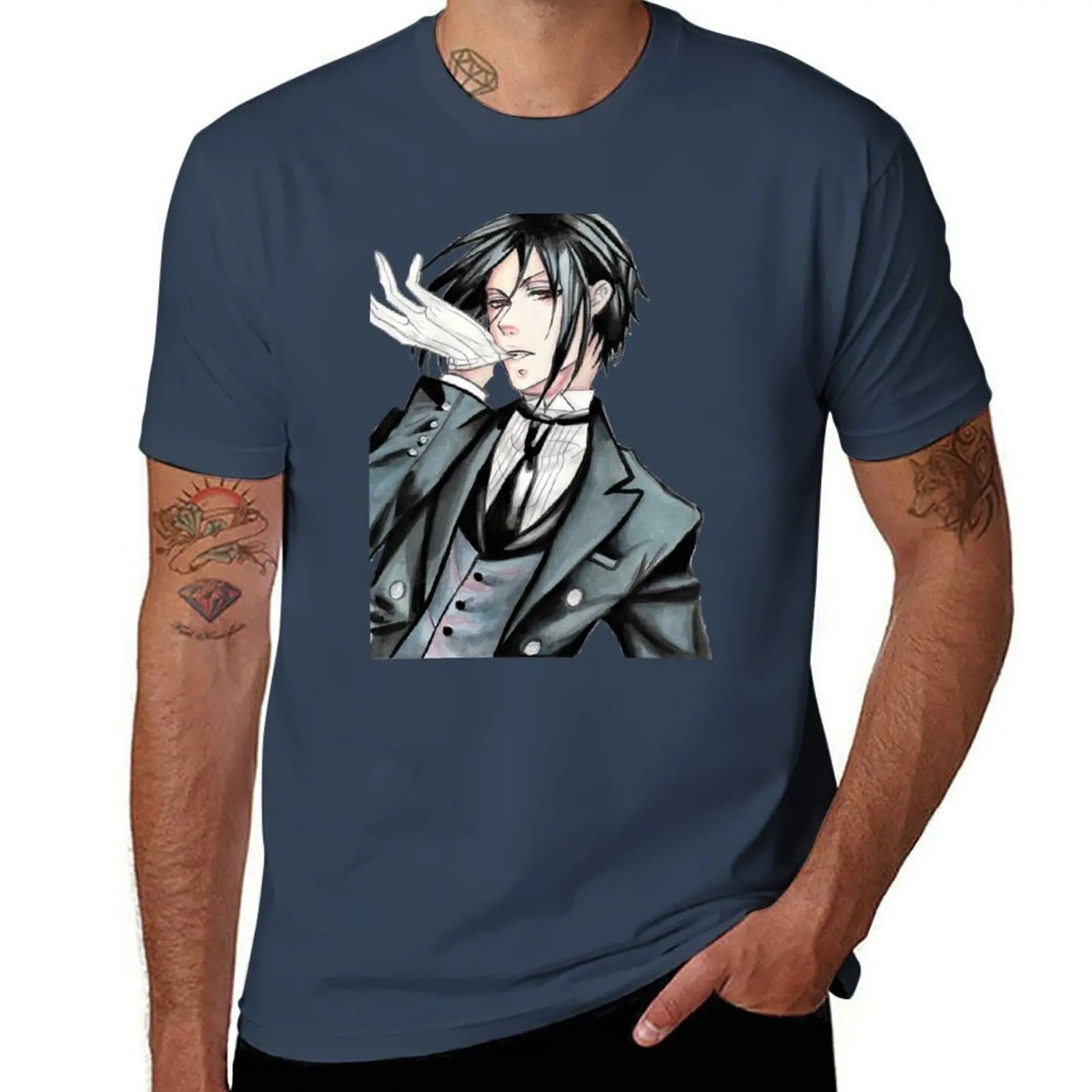 

Футболка Sebastian (Black Butler), футболки из 100% хлопка, мужские облегающие мужские футболки, хлопковая футболка