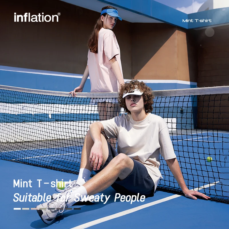 INFLATION Unique Fabric Mint T shirt Men Anti-microbial Sweat UPF50+ Quick Drying Tees Unisex Outdoor Cotton tshirt