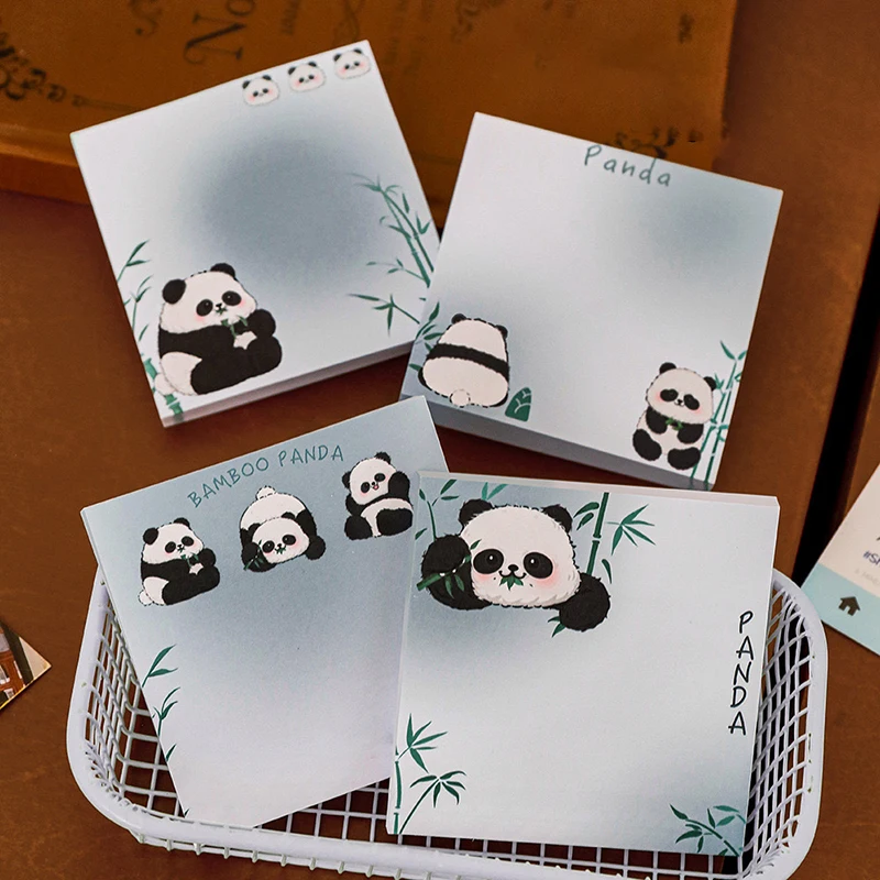 Notas Adhesivas Kawaii de bambú Panda N Times, notas adhesivas de dibujos animados lindos, Bloc de notas portátil, suministros de oficina escolar, regalos, 50 hojas