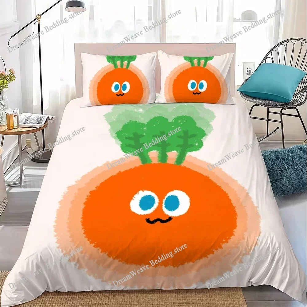 Cute M-mojos C-carrots Duvet Cover Set Home Style Bedding Soft Laundry Cotton Bed Student Dormitory Gift