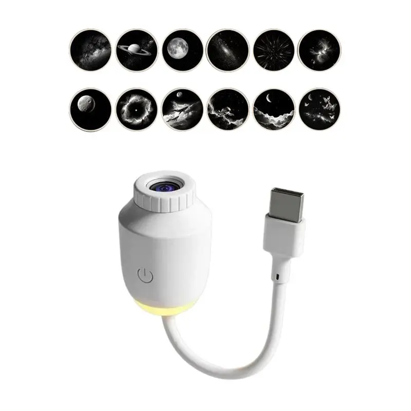 B23B Galaxy Star USB HD Projection Lamp 12 In 1 Night LED Atmosphere Light 360° Adjustable Plug& Play Star Projector