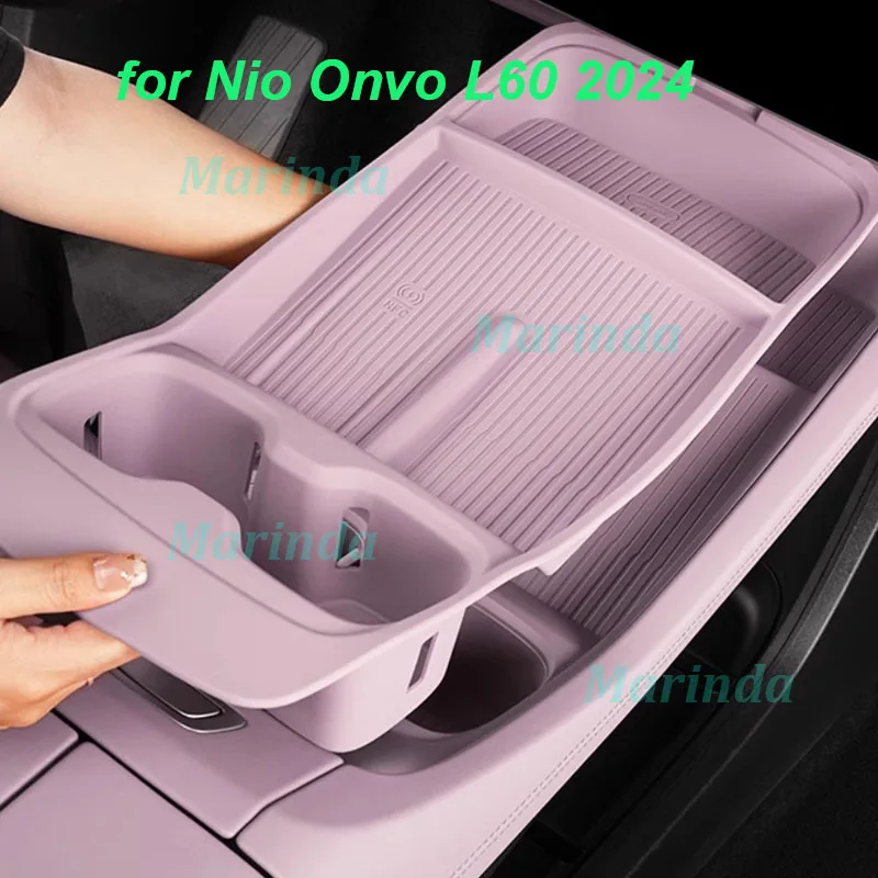 

Car Central Wireless Charging Silicone Pad for Nio Onvo L60 2024 Cup Storage Box Cup Holder Non-slip Interior Accessories