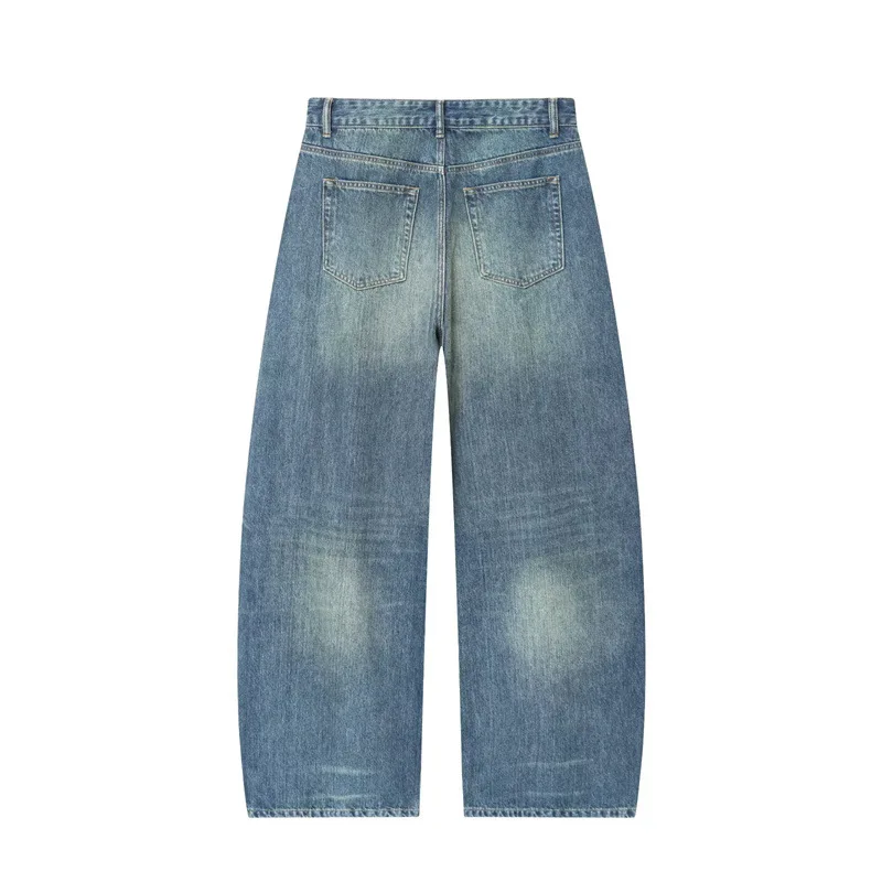 Fashion Versatile Mid-Waist Loose Curling Ripped Jeans Women