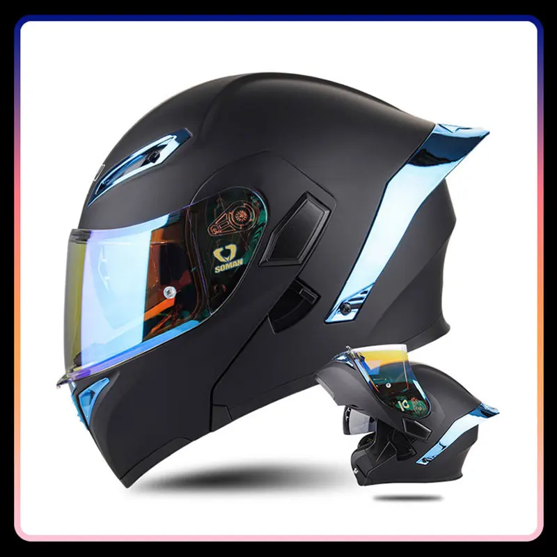 Double Visor Flip Up Helmet DOT Approved Full Face Helmet for Men Four Seasons Motorcycle Helmet Cascos Moto Casque