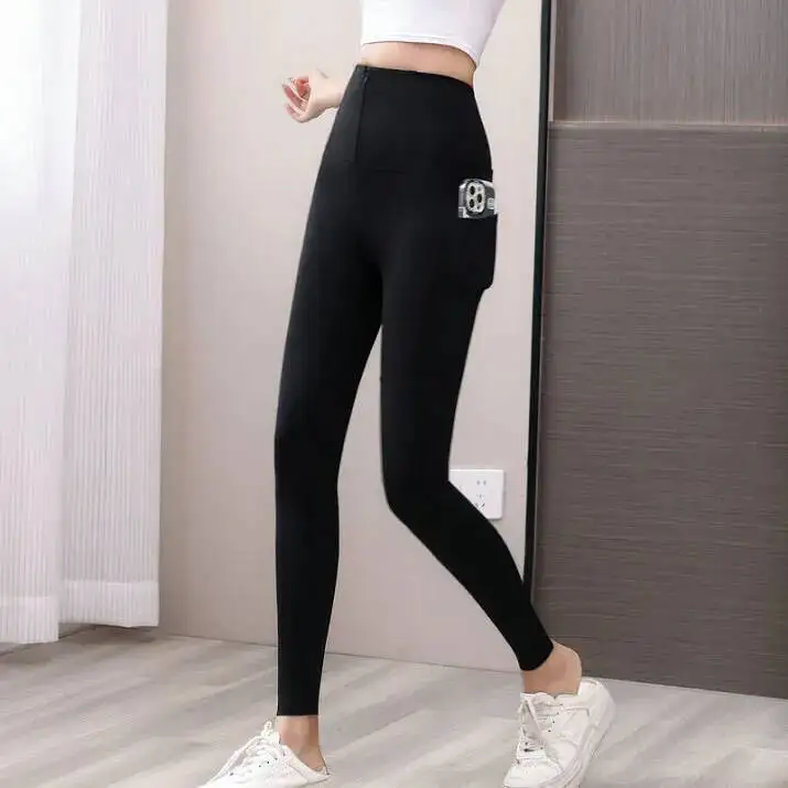 กางเกงโยคะเอวสูงทรงกระชับสัดส่วน ซิปเป้า กางเกงออกกำลังกายฟิตเนส เซ็กซี่รัดรูปสำหรับผู้หญิง