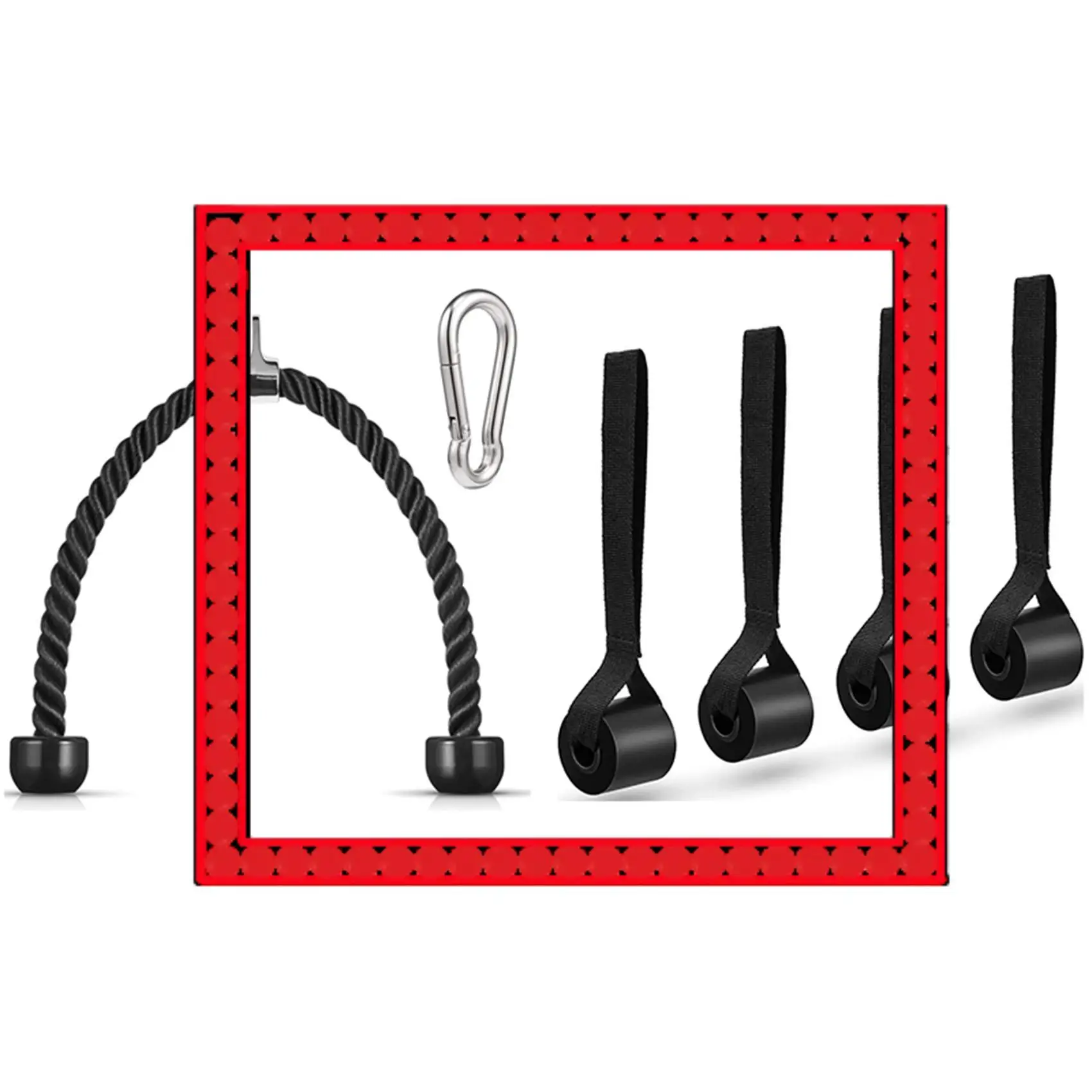 

Premium 1Set Tricep Pull Down Rope 36 Inches With Snap Hook & 4X Resistance Bands Door Anchor Gym Fitness Door Attachment